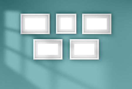 Set of frame white background hanging on a wallの写真素材