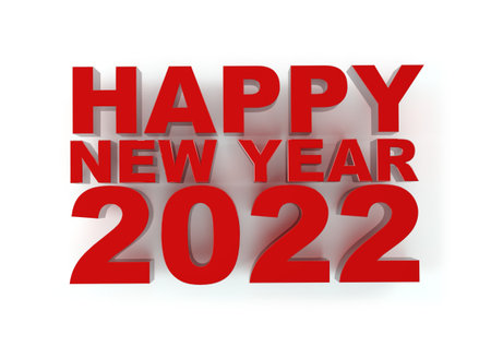 Happy new year 2022 red, 3d rendering