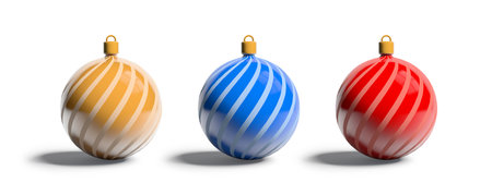 Christmas balls isolated on white backgroundの写真素材