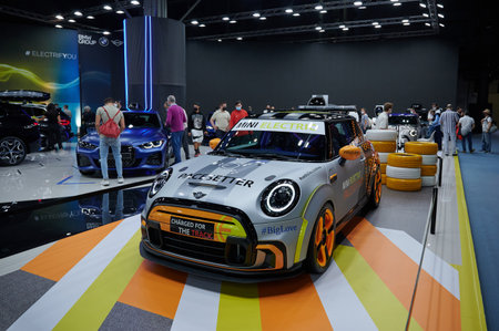 BARCELONA, SPAIN -10.07.2021- Automobile Exhibition Barcelona 2021. Mini brand exhibition