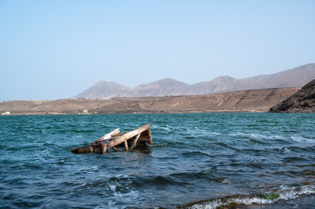 Black volcanic sand beach, Janubio Beach, Lanzarote, Canary Islands, Spain