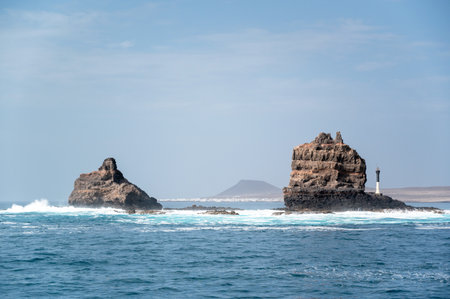 Punta Fariones sea stacks, Chinijo Archipelago, Orzola, Lanzarote, Canary Islandsの写真素材