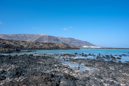 Caleton Blanco Beach, Orzola, Lanzarote, Canary islands, Spainの写真素材