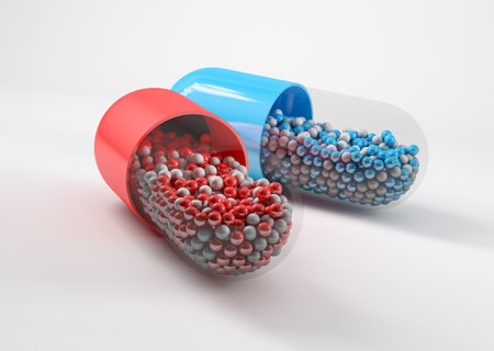Medication capsules isolated from the background