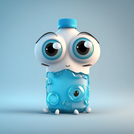 Cartoon recyclable plastic bottle. generative aiの写真素材