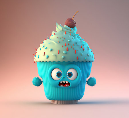 Cartoon cupcake character. generative aiの写真素材