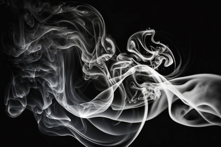white smoke on black backgroundの写真素材