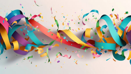 Confetti and paper streamer as party decoration. Generative AIの写真素材
