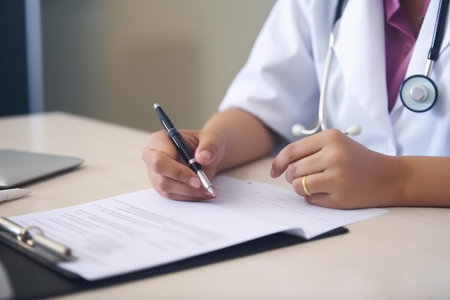 Doctor office desk, work place of physicianの素材