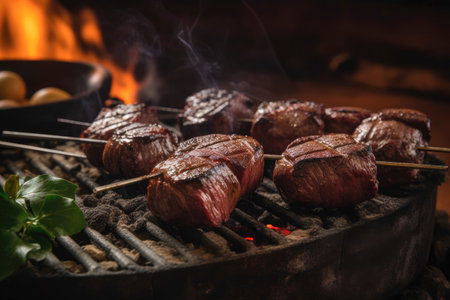 Barbecued picanha meat skewer.の素材