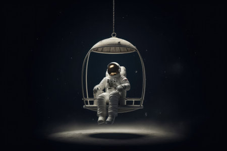 Astronaut on a swing in spaceの素材