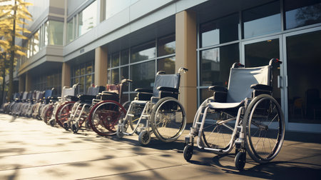 Wheelchairs in a hospitalの素材