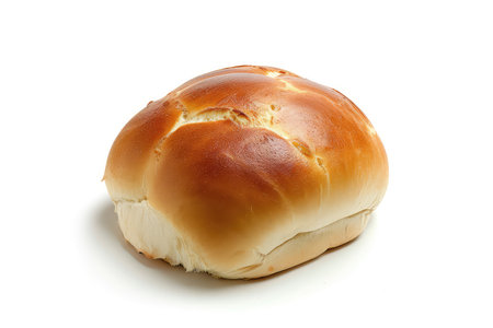 Plain kaiser roll isolated on white backgroundの素材