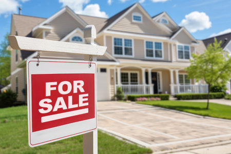 House for sale with for sale signの素材