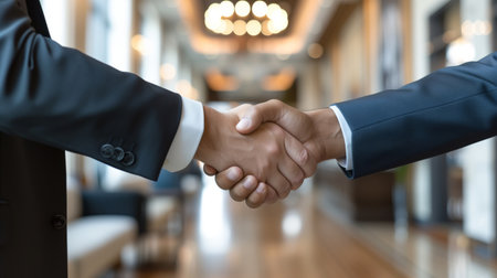 businessman shaking hands in a luxury environmentの素材