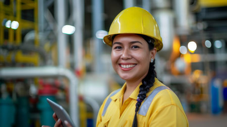 Professional woman inspector with a tablet in the logistics warehouseの素材