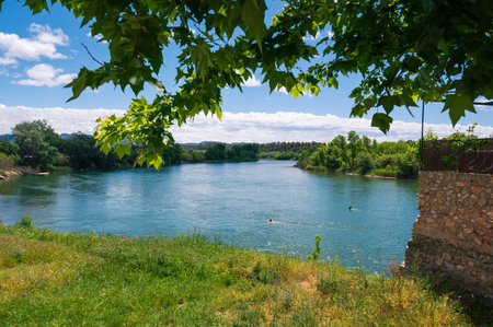 View of the Ebro River from Miravet, Catalonia. Spainの写真素材