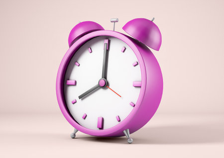 A lilac alarm clock, 3d renderの写真素材