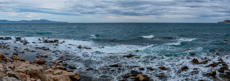 Panoramic view of the sea on a cloudy day