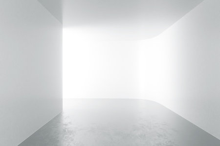 Empty corridor and concrete floor, 3d renderの写真素材