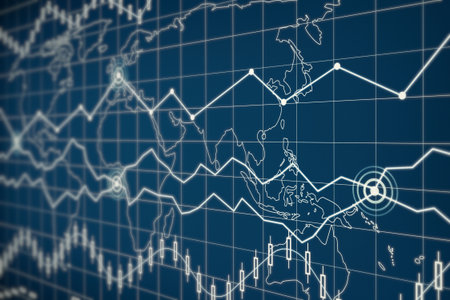 Business graph chart on digital screenの写真素材