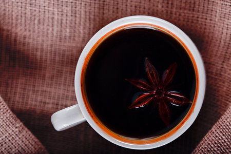 coffee with star aniseの写真素材