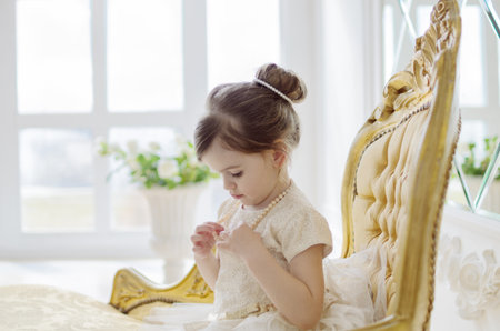 little fashion-girl, pearl beadsの写真素材