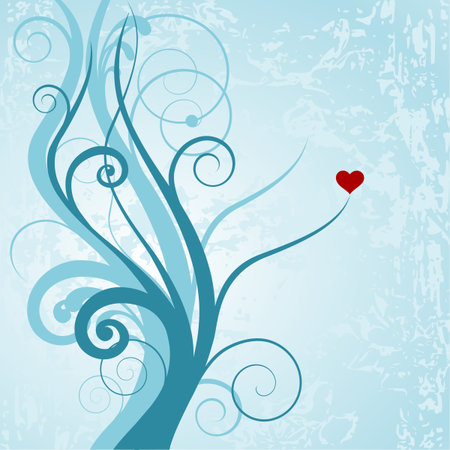 light blue vector background with a little red heartのイラスト素材