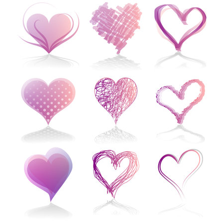 Set of nine heartsのイラスト素材