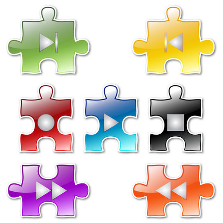 set of media buttons like puzzle piecesのイラスト素材