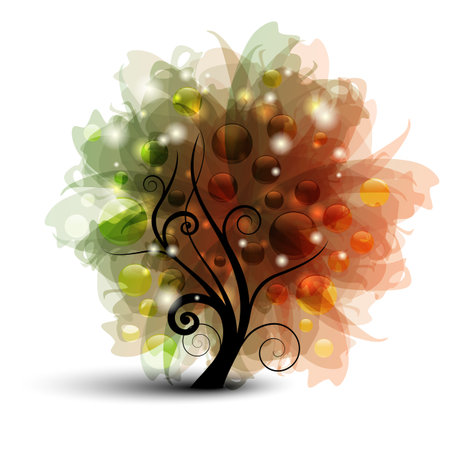 Abstract tree with balls and lightsのイラスト素材