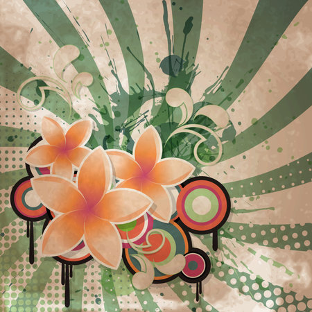 Vintage background with retro style and flowersのイラスト素材