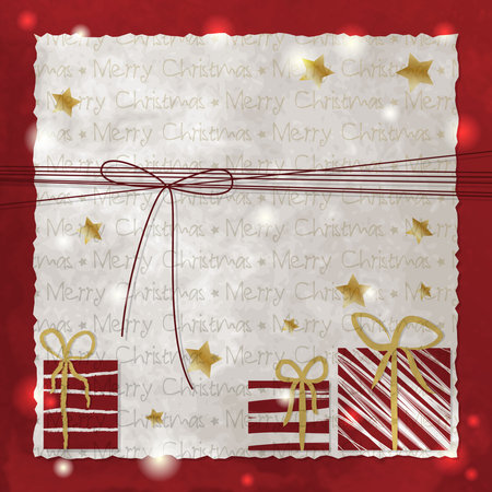 Christmas background with presents and bowのイラスト素材