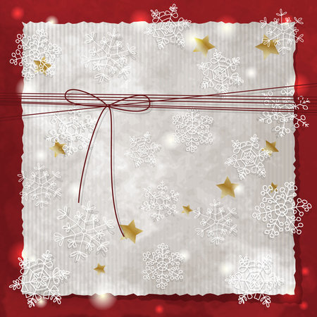 Christmas background with snowflakes and bowのイラスト素材