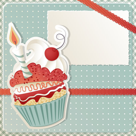 Birthday card with funny cupcake and copy space Birthday card with funny cupcake and copy space