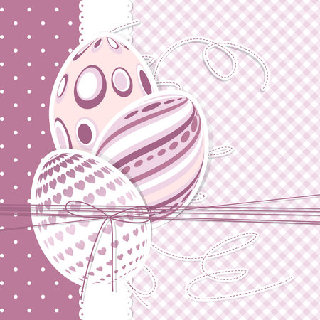 Template for Happy easter card with eggs and ribbonのイラスト素材