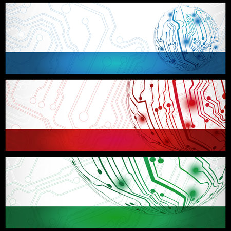 Set of three electric board bannersのイラスト素材