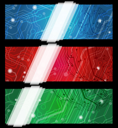 Set of three banners with electric board designのイラスト素材