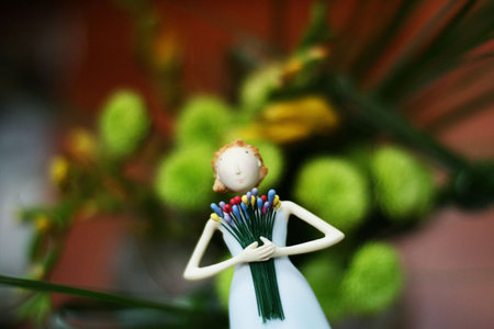 Beauty doll with colour flowersの写真素材