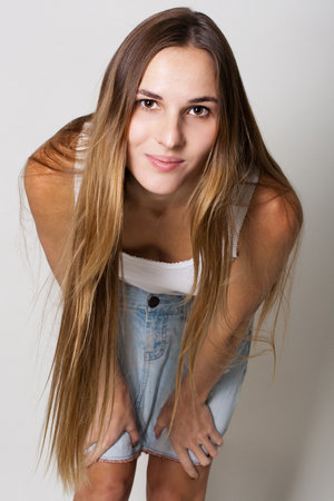 portrait of a beauty calm young woman with good skinの写真素材