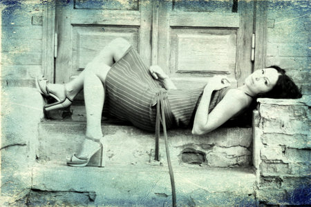 beauty youn sexy woman, art production, desaturatedの写真素材