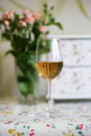 glass with vine, verticalの写真素材