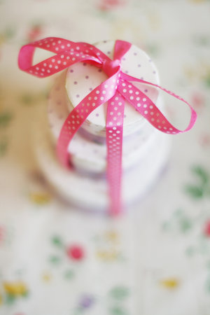 pretty sweet box with a pink bowの写真素材