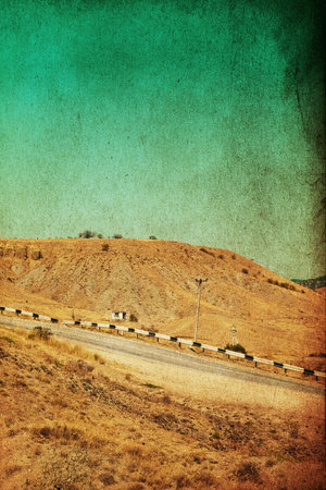 Beautiful image of mountains, retro textureの写真素材