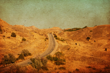 Beautiful image of mountains, retro textureの写真素材