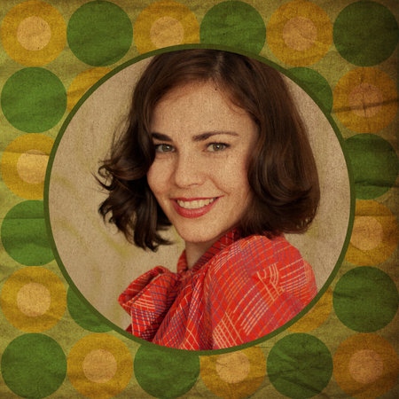 portrait of beautiful woman in vintage frameの写真素材