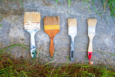 Painting tools on streetの写真素材