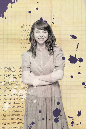 art collage with beautiful woman, vintage