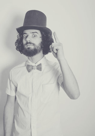 desaturated art photo with handsome man, curly hairsの写真素材