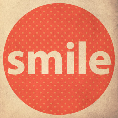 vintage round label, in polka dot with wordの写真素材